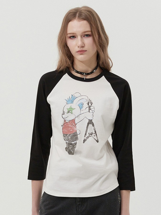 ROCKTTY BUNNY RAGLAN T-SHIRT [WHITE]