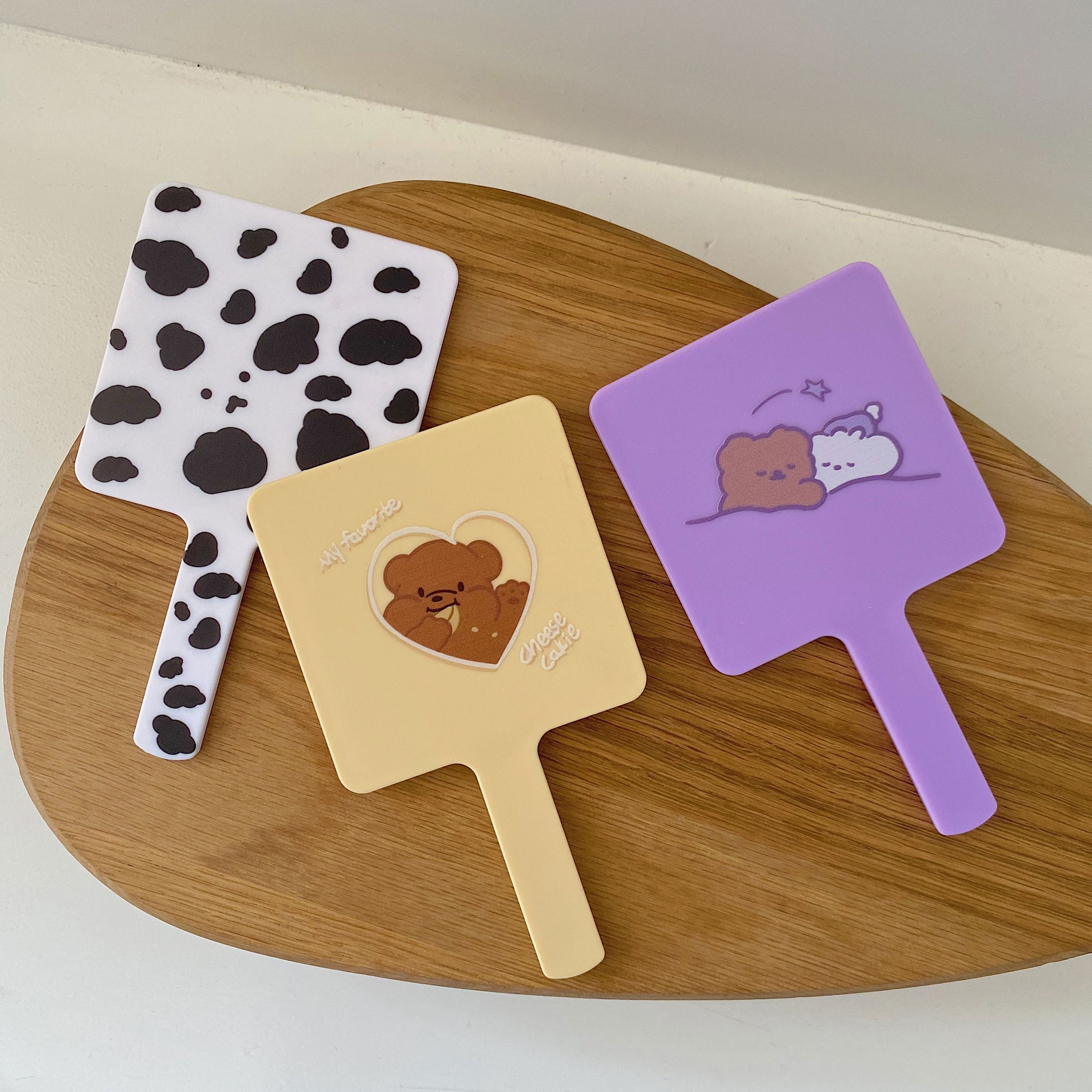 【10点セット】チーズベアー携帯用化粧鏡かわいい乳牛ベアーハンドルミラー乙女心手鏡4