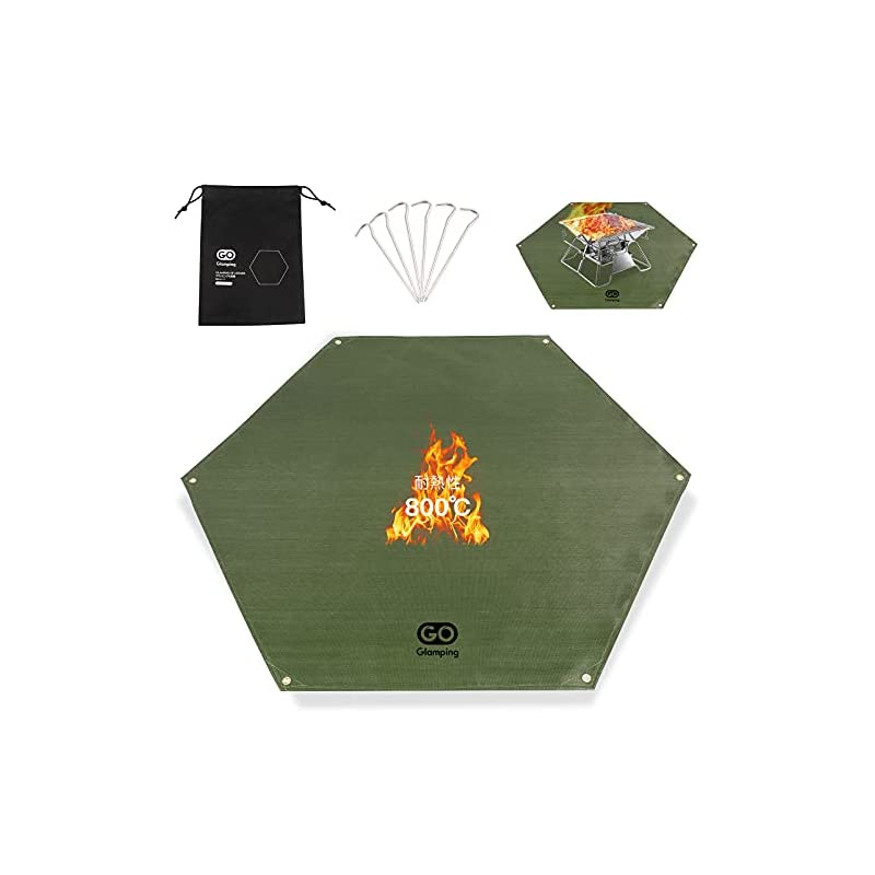 六角スパッタシート 焚火シート キャンプ用品 耐火耐熱防炎 103.5*120CM 軽量 収納バック