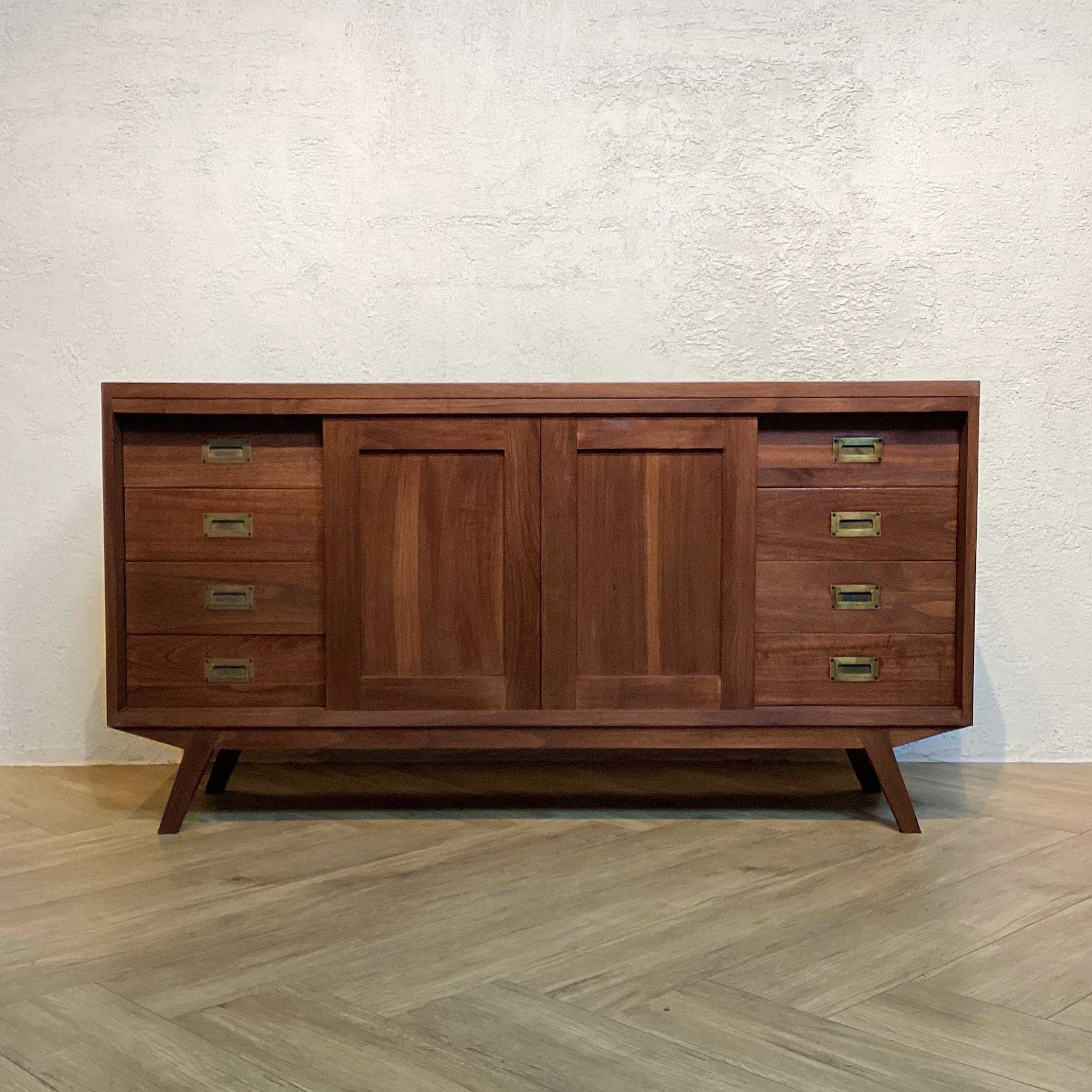 【期間限最安値】アンティーク調 スライド サイドボード チェスト 無垢 北欧 収納棚 リビング 店舗 che086