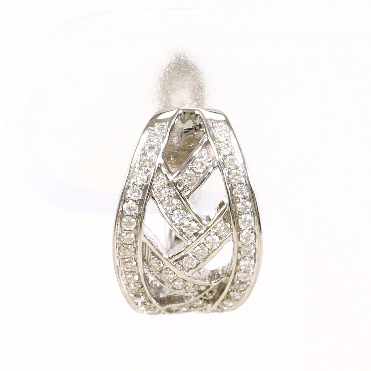 K18 18金 WG ホワイトゴールド ピアス(片耳) ダイヤモンド 0.14ct 総重量約2.0g レディース 中古