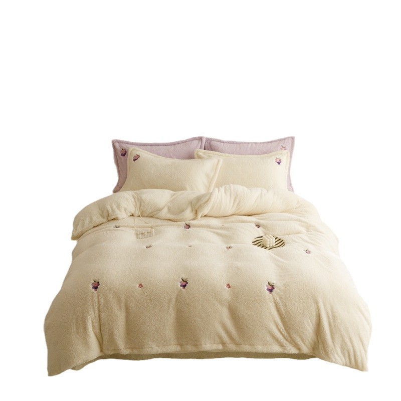 冬季使用 四件セット シーツセット タオルフランネル 寝具カバー ししゅう かわいい