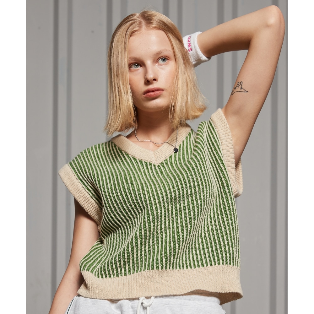 LARTIGENT 5/12 配送 LR STRIPE KNIT VEST(GREEN) 7,752円