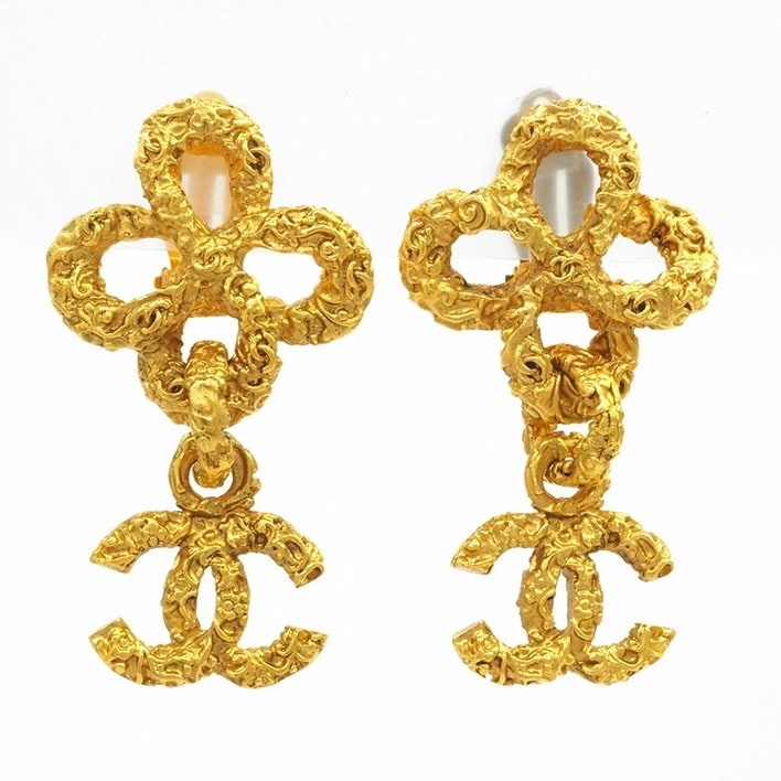 【美品】シャネル ココマーク クローバーモチーフ アラベスク スウィング クリップタイプ 【イヤリング】
