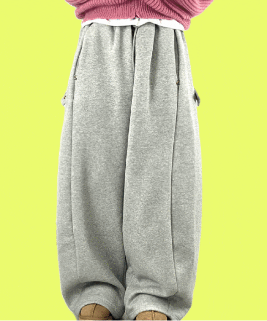 [韓国人気ファッション]ワイドフィット バルーン パンツ デイリーパンツ 可愛い ヒップな 起毛裏地