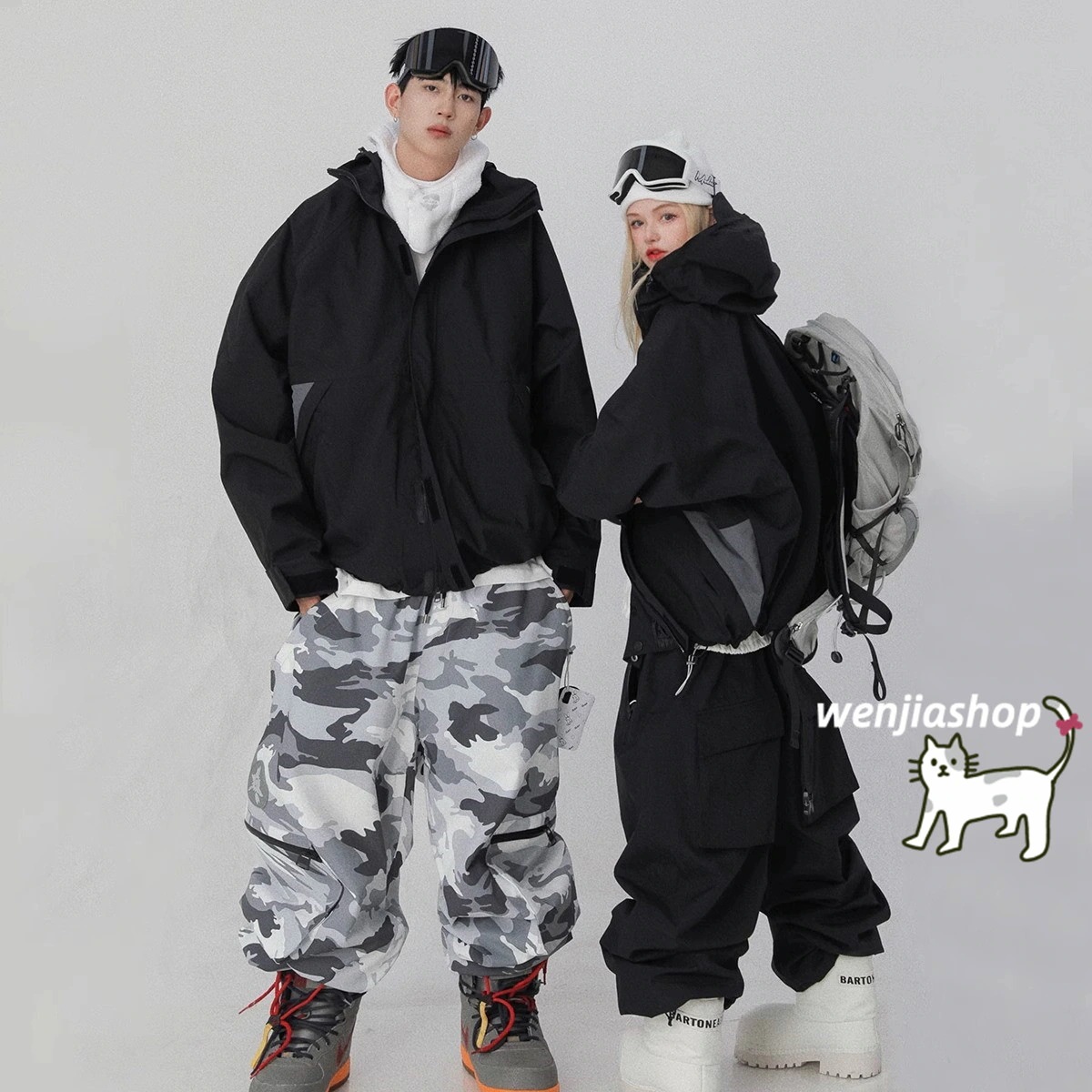 スノーボードウェア 2024 2025 上下セット メンズ レディース 黒 アウター パンツ 3Lセットアップ ウィンタースポーツ 韓国風 防水 スノボーウェア スキーウェア スノボウェア
