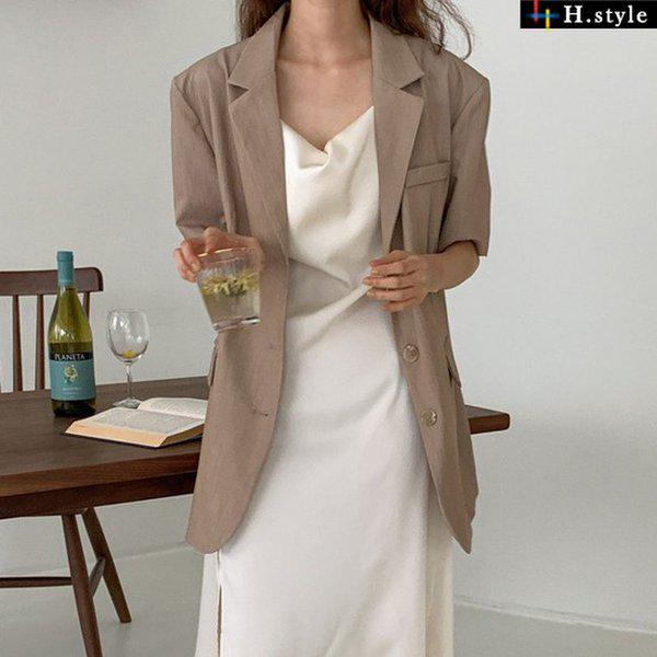 HスタイルOTバックベントジャケット/夏/麻ジャケット/JK/ジャンパー/ジャコット/サファリ/野戦/アウター/カーディガン/端境期