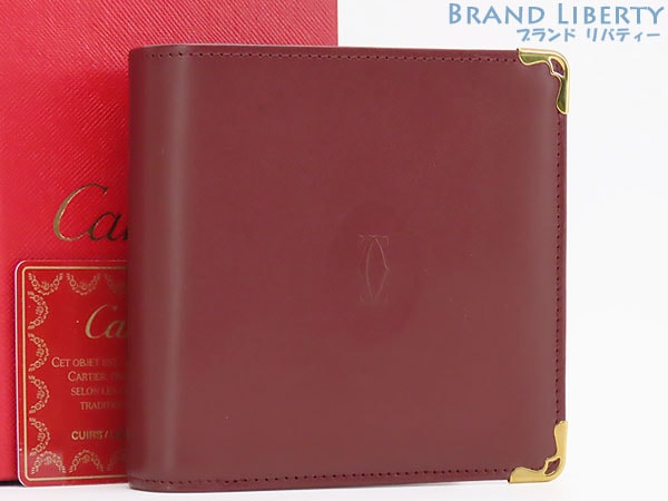 新品同様カルティエマストドゥカルティエ二つ折り財布コンパクト財布ボルドーカーフレザーL3000451