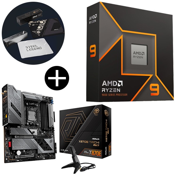 Ryzen 9 9950X W/O Cooler WOF CPU + ASRock X870E Taichi Lite マザーボード + ASRockオリジナルマウスパッド セット
