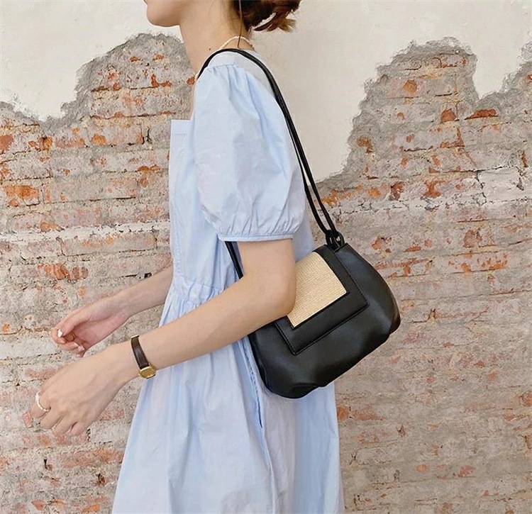 オリジナル ショルダー ダイアゴナルバッグ プリーツ 餃子バッグ ストローバッグ[K](T)