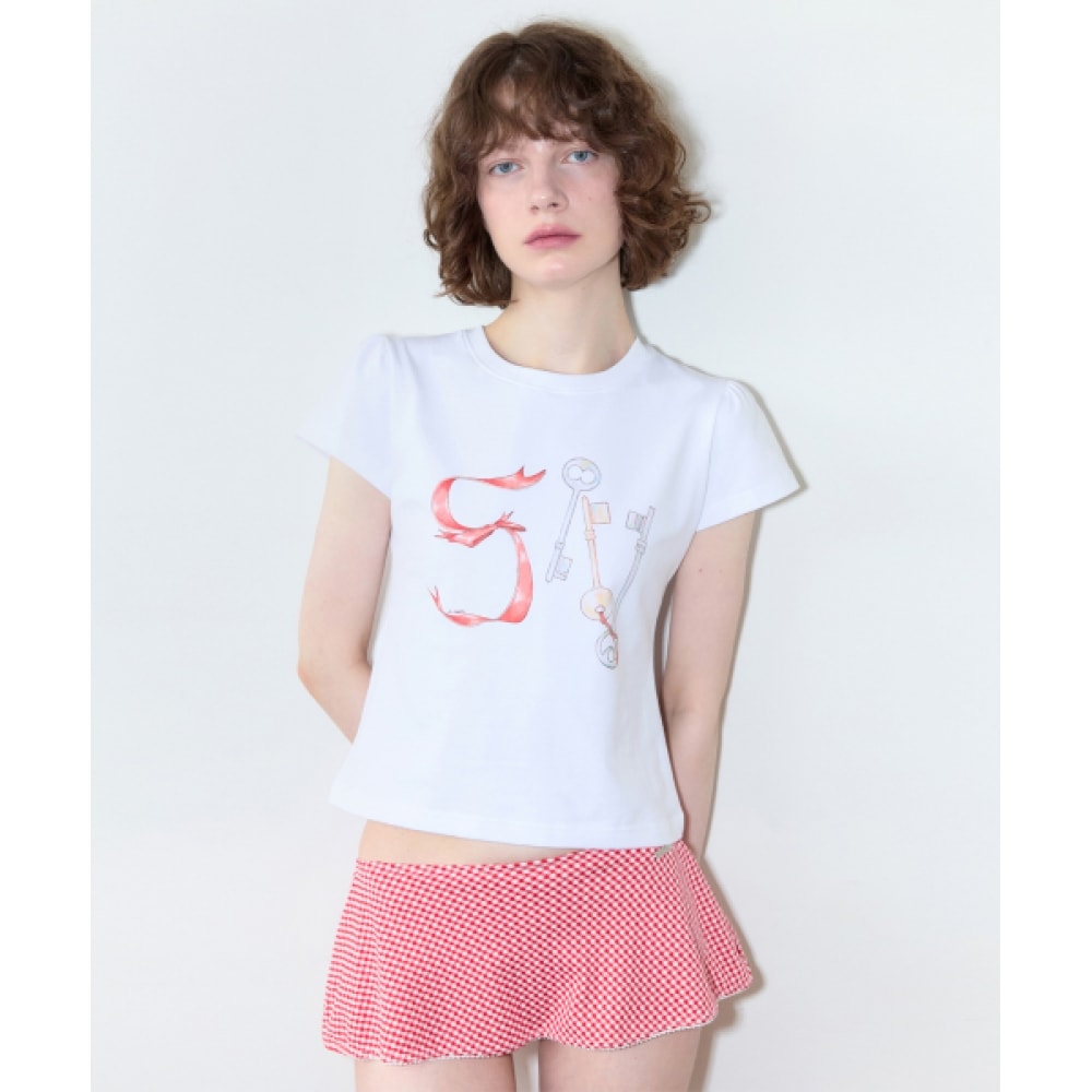 シヌーン SN リボンパフTシャツ (ホワイト)