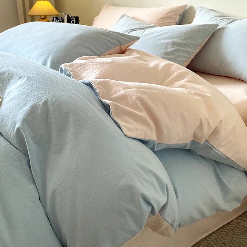 2025 秋 新作 布団カバーセット 綿 無地 布団カバー 寝具 3点セット/4点セット 学生寮 【布団カバー+シーツ+枕カバー】