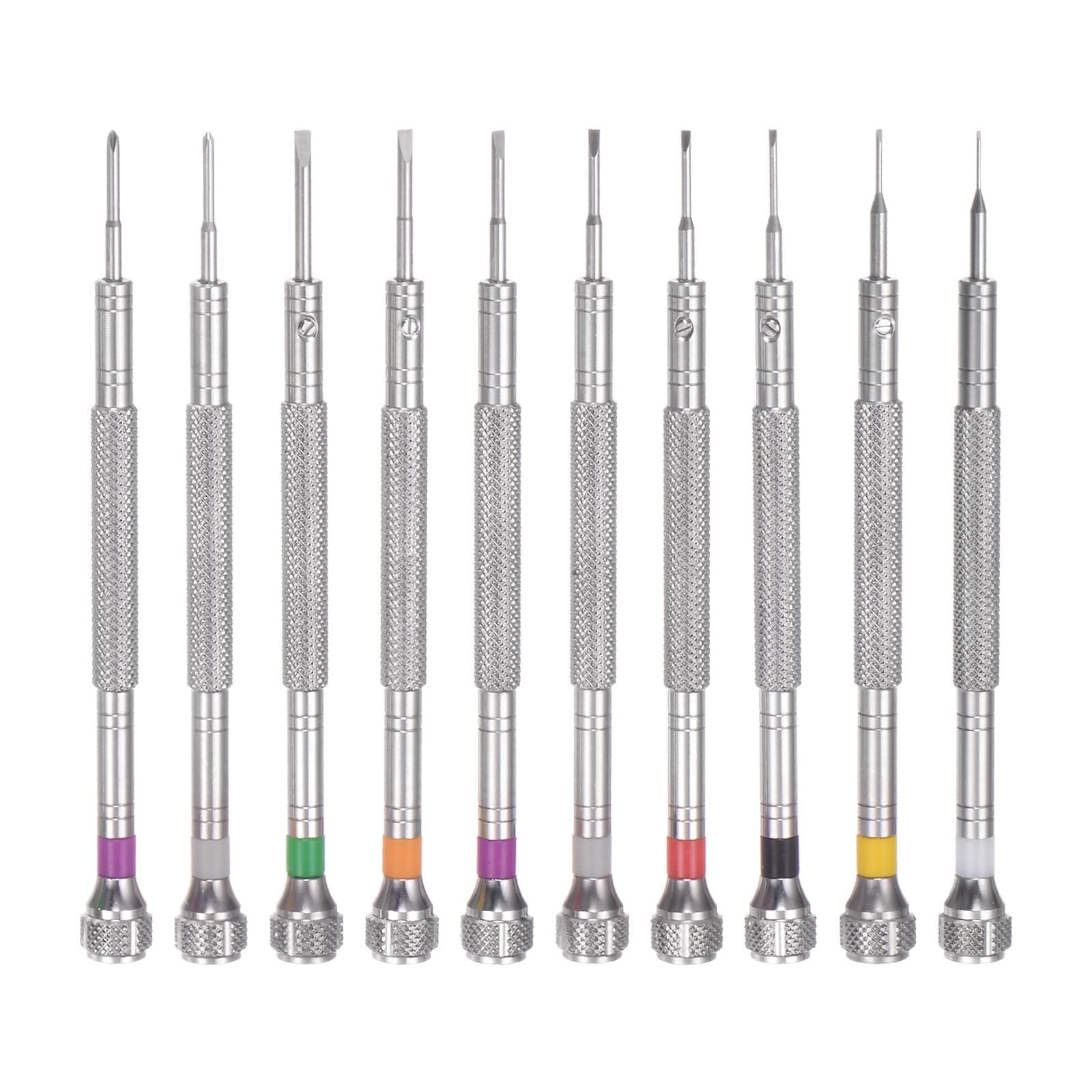 uxcell 精密時計用ドライバーセット10本組 SL0.6-SL2 PH1.4 PH1.6 マイクロプラス/マイナスドライバー 回転キャップ付き メガネ・時計・電子機器・パソコン用
