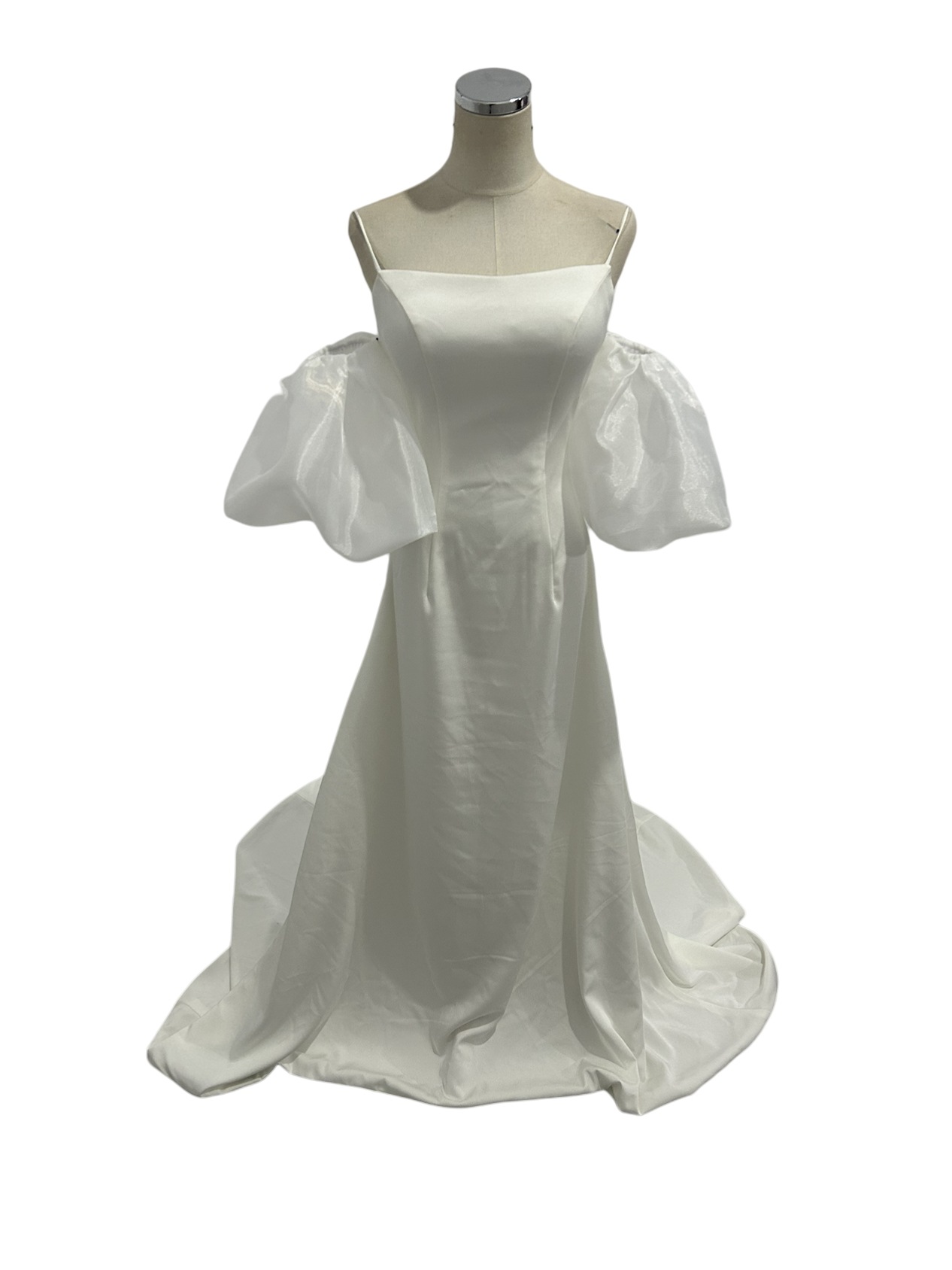 ウェディングドレス パフスリーブ キャミソール 可愛い 前撮り 細見えシルエット