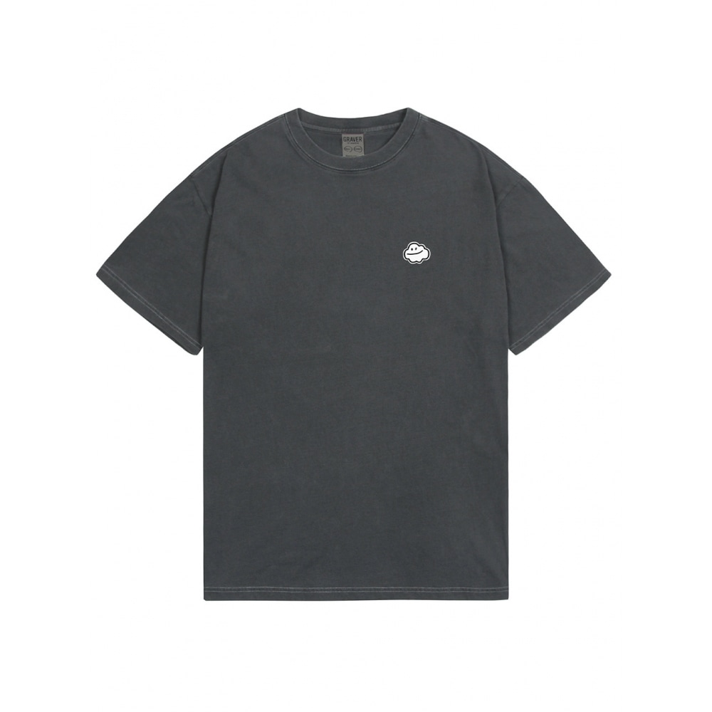 GRAVER スモールクラウドスマイルピグメントショートスリーブTシャツブラックチャコール