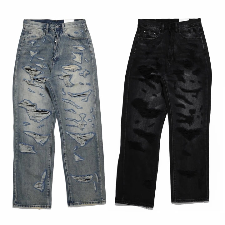 mnml デニム ジーンズ バギーパンツ 無地 シンプル メンズ 春夏秋冬用 インディゴライトブルー 黒 大きいサイズ ミニマル ジーパン Gパン ゆったり 太め