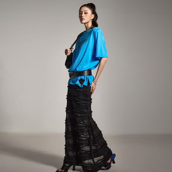 シースルー フリル スカート