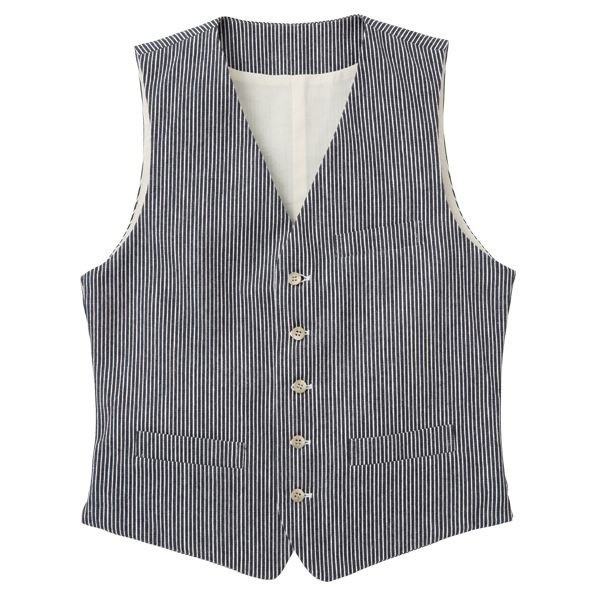 男女兼用ヒッコリーベスト 紺 Mサイズ KMV2731-11