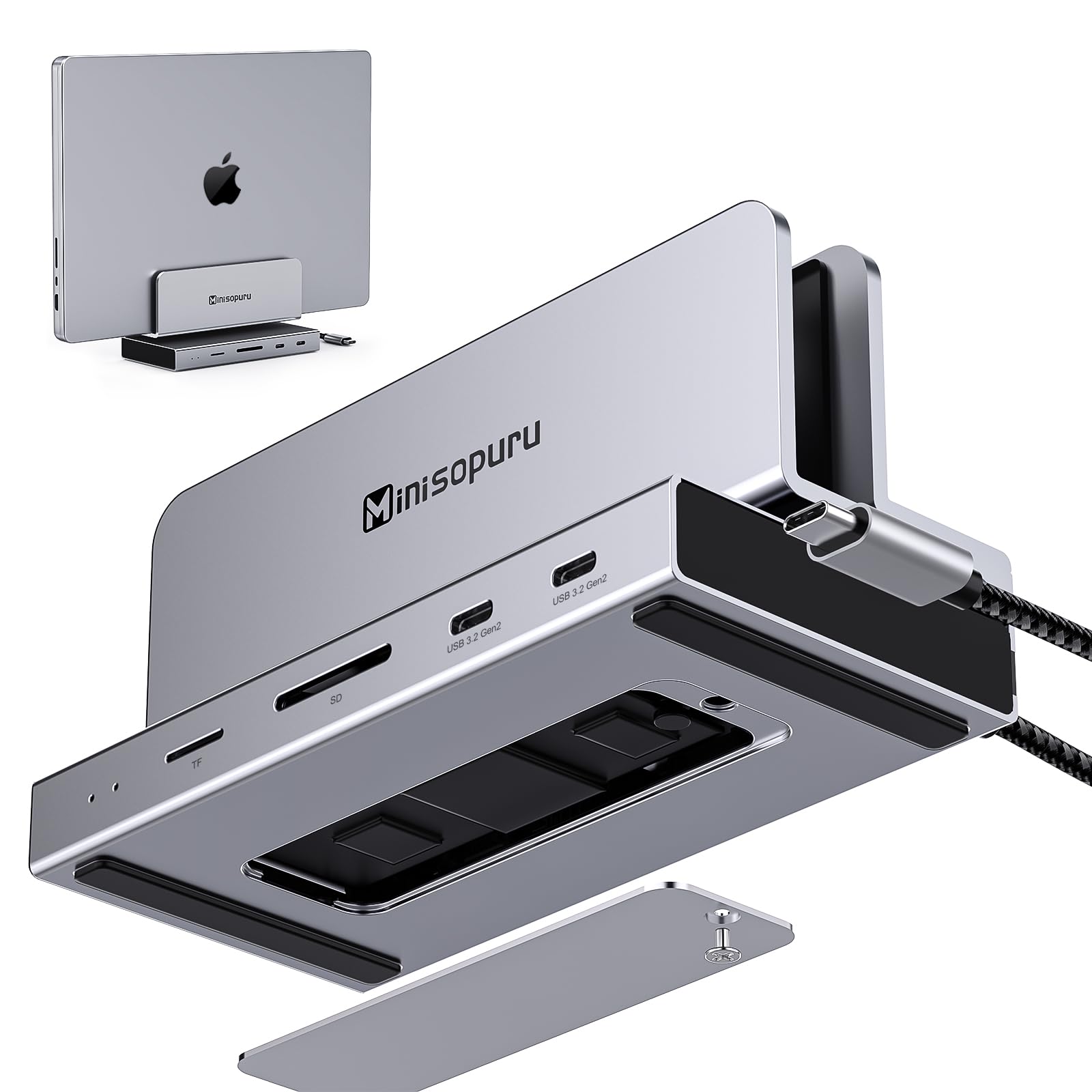 Minisopuru ラップ ドッキング ステーションM.2 NVMe SSD サポート (別売り)MacBook/Windows 用 USB C ドッキング ステーション4K HDMI 付き垂直ドッ