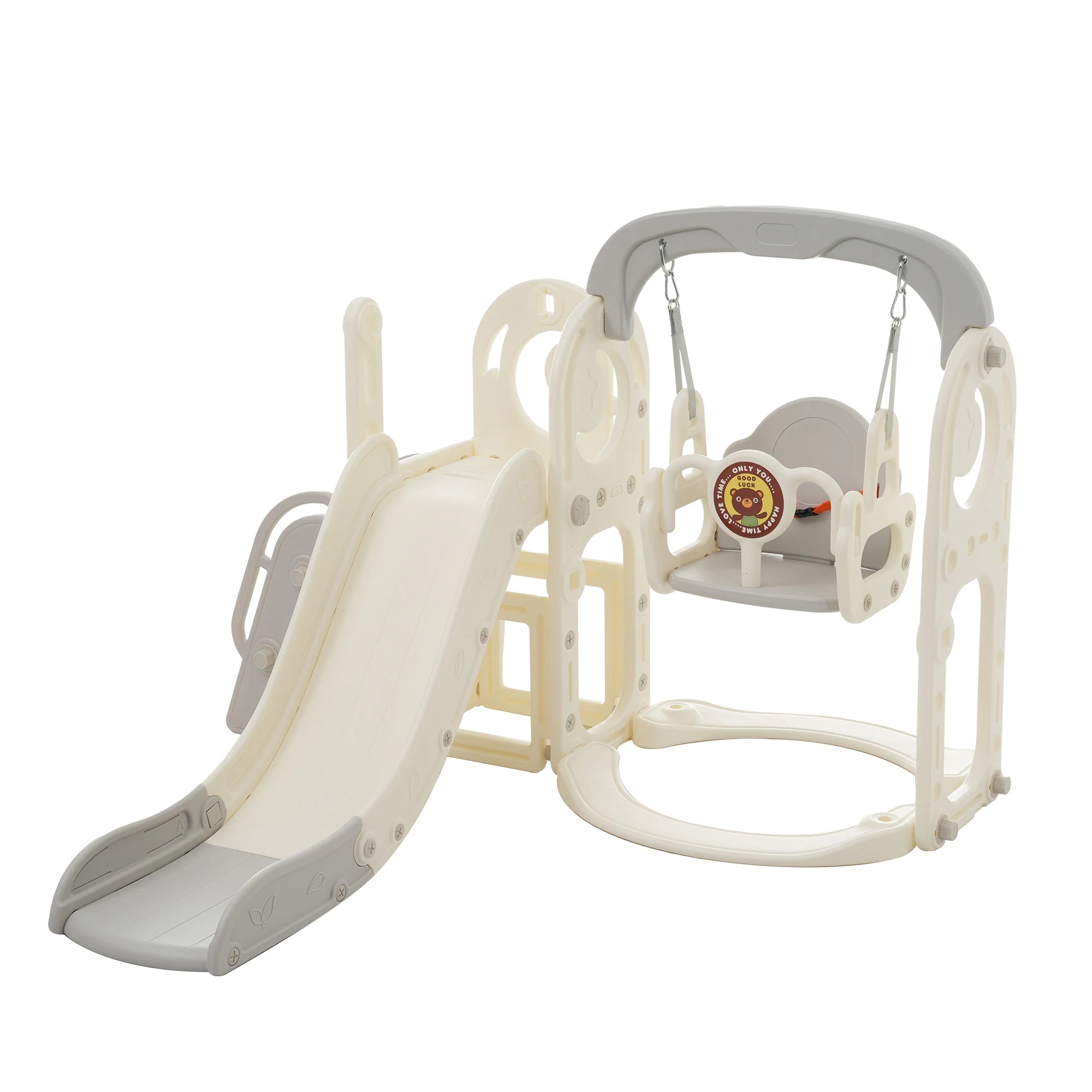 1584滑り台 すべり台 遊具 ブランコ 収納スペース付き ステップ付き 折りたたみ可能 組立簡単 室内遊具 大型遊具 すべりだい バスケットゴール 屋内 家庭用 キッズ 男の子 女の子 【ホワイト+