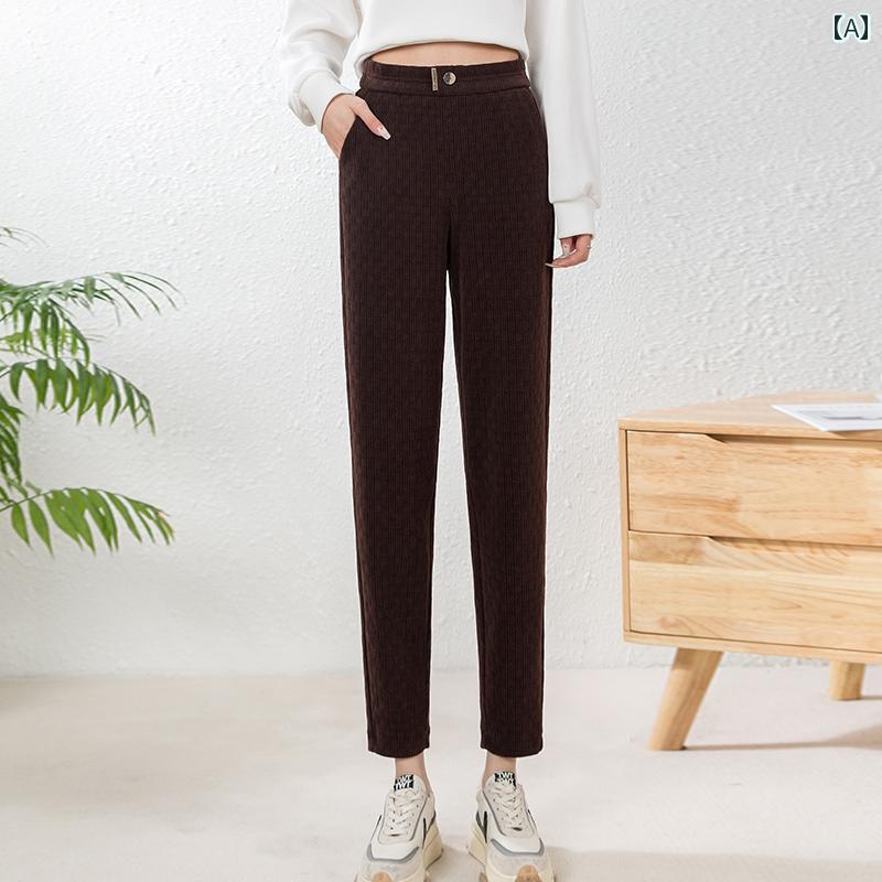 ズボン レディース カジュアル おしゃれ ファッション パンツ 春秋 カジュアル ハイウエスト ストレート ドレープ キャロット コーデュロイ