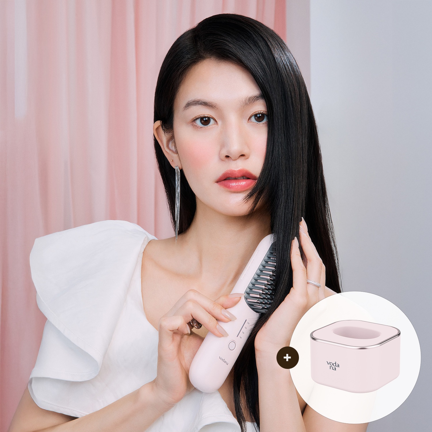 【BODANA/BEST】イージーアップ ヘアスタイラー ブラシ ストレートアイロン + スタンド セット