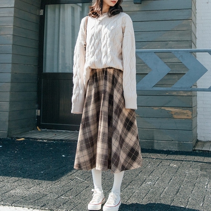 セットアップ レディース トップス スカート ニット S M L XL 韓国 セーター フレアスカート 膝下 ミモレ ミモレ丈 袖あり 長袖 Iライン ニット かわいい 大人可愛い きれいめ シンプル 5,880円