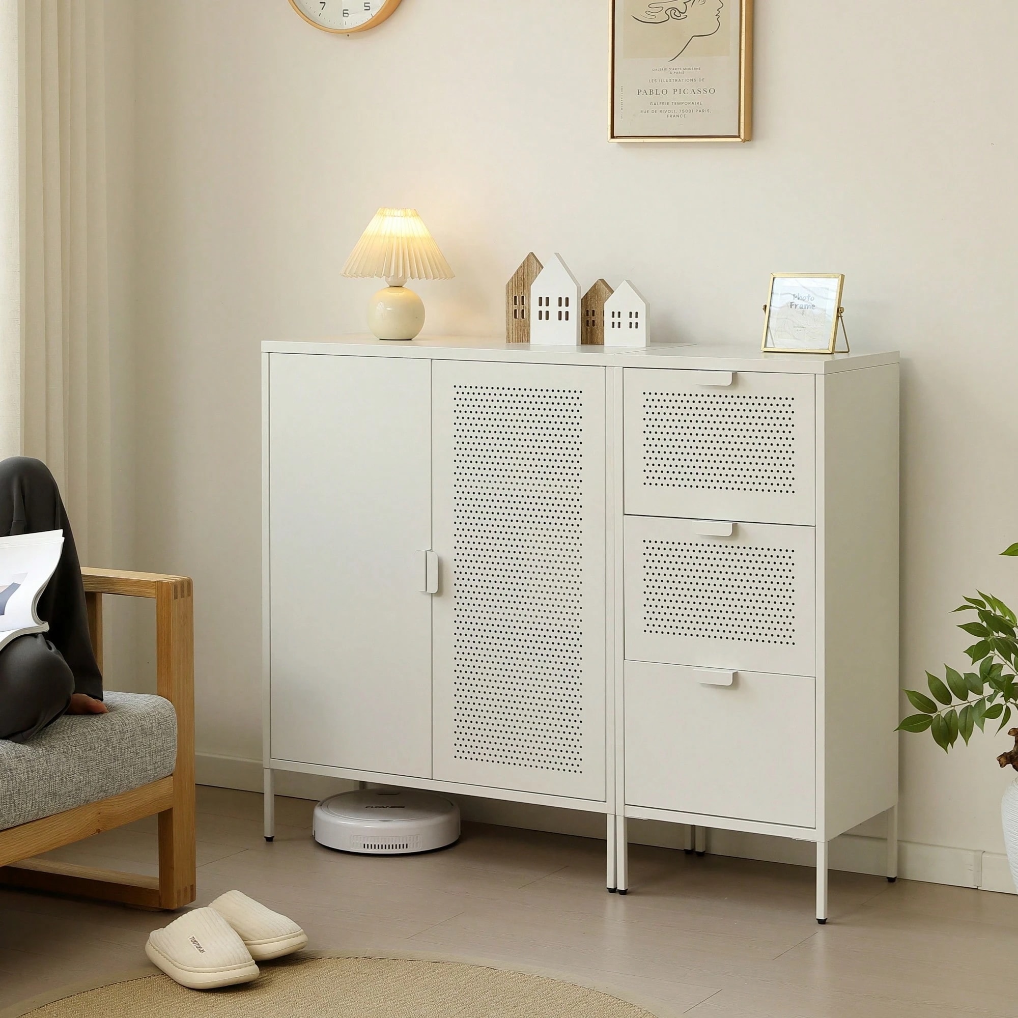 キャビネット スチール サイドボード タンス チェスト メタル コンパクト 高め 金属製 おしゃれ リビング モダン 棚 スチールチェスト 書類 韓国インテリア 扉 金属製キャビネット キャビネット