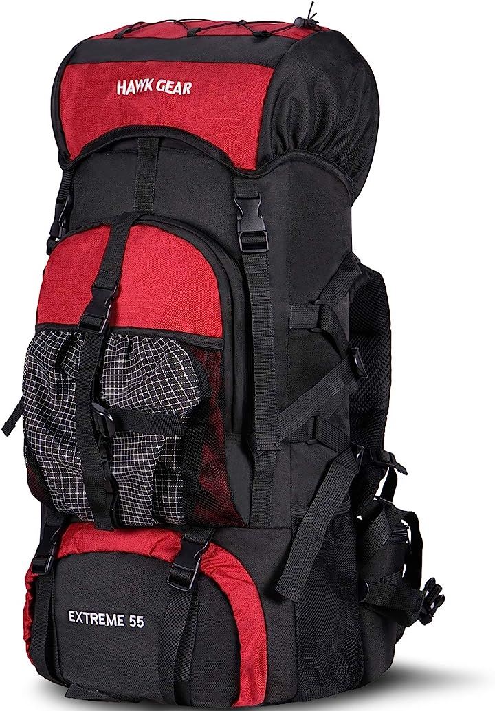 バックパック 55L 防水 大容量 レインカバー ザック 長期旅行 防災 災害 ボッシュレッド 濃赤(ボッシュレッド（濃赤）, Free Size)