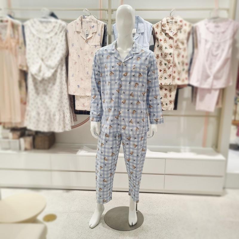 60番手アサ綿 クマチェック 男性パジャマ MP8887A_s