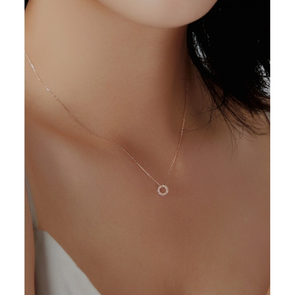 ヘレンジュエリー 14K シャイニーキュービックリングネックレス