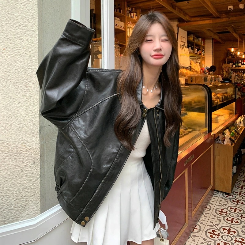 レザージャケット ショートジャケット 春秋 新作 高級感 PU バイカージャケット