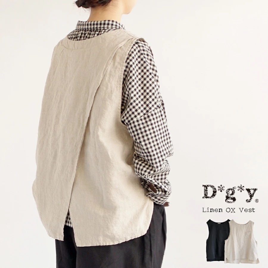 【送料無料】 D*g*y リネン100％オックス 後ろスリット ベスト 春 夏 秋 冬 トップス レイヤード dgy デコカンパニー ディージーワイ ＃WQ2 88-D8857[M便 1/2]