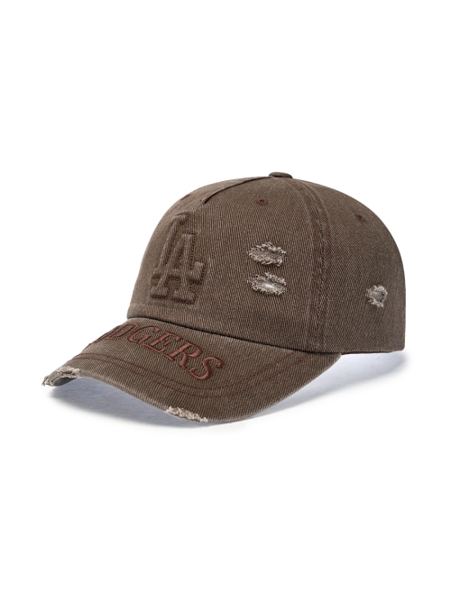【MLB】 VINTAGE EMBOSSED DAMAGE UNSTRUCTURED BALL CAP LA BROWN キャップ 正規品