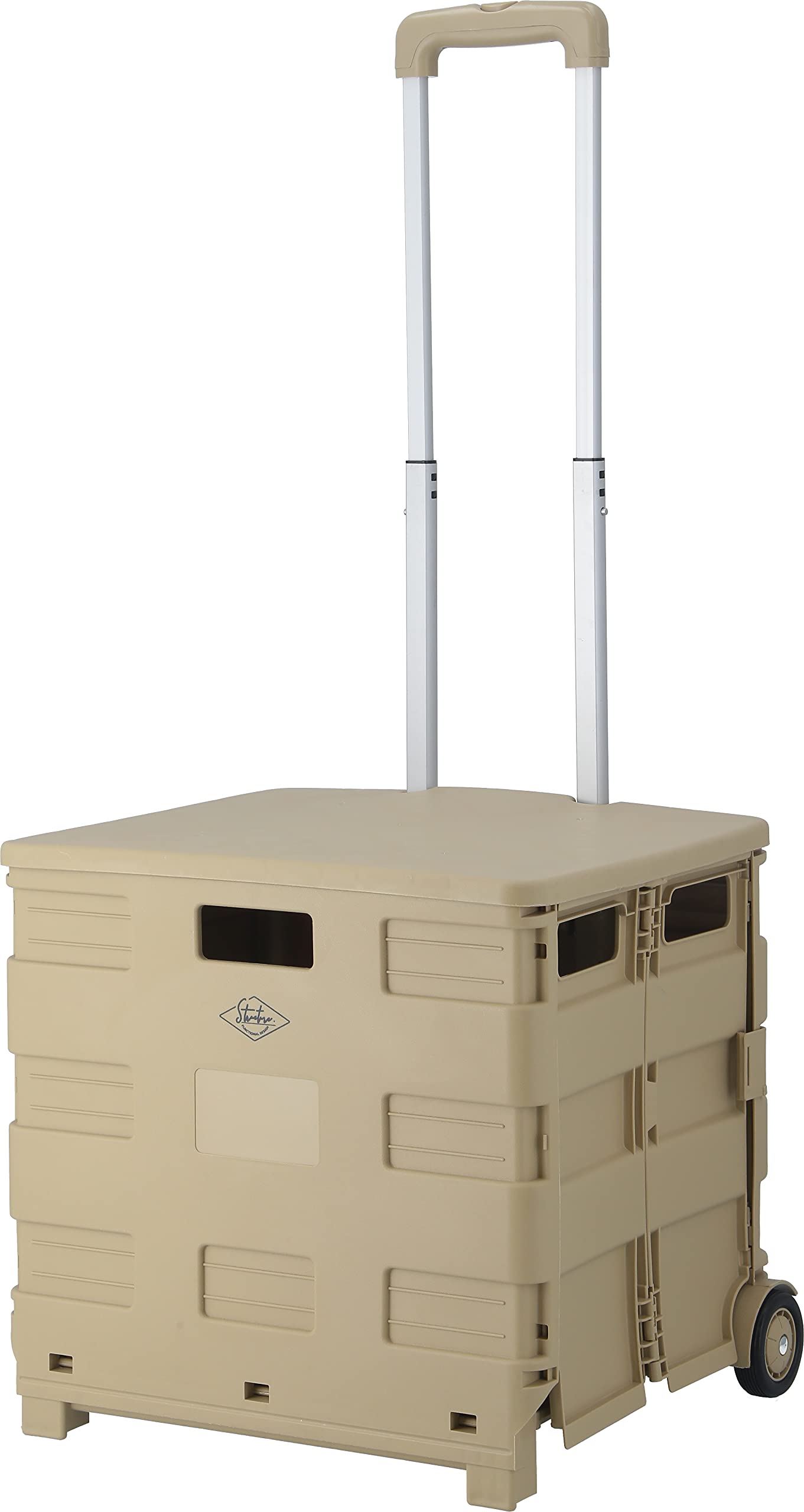 不二貿易(Fujiboeki) キャリーカート 折りたたみ ショッピングカート 幅45×奥行38×高さ99cm ベージュ アウトドア コンパクト 蓋付き 耐荷重30kg 86440