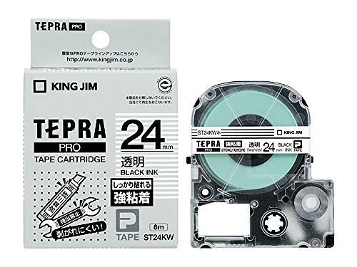 （まとめ買い）テプラPROテ-プ強粘着ラベル透明/黒字 ST24KW 00028522 [x3]
