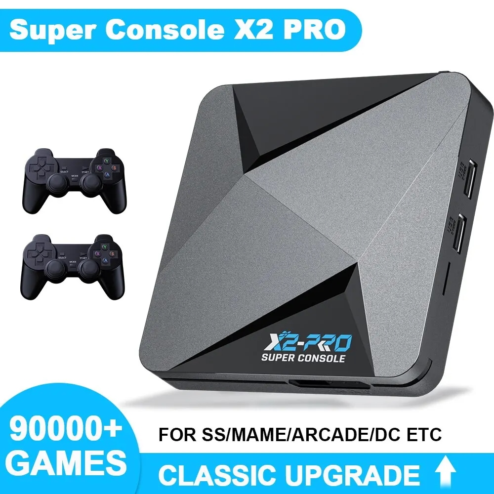 レトロビデオゲームコンソールスーパーコンソール X2 プロ 90000 ビデオゲーム PS1/DC/MAME/SS 用ゲームパッド付き子供ギフトゲームボックス