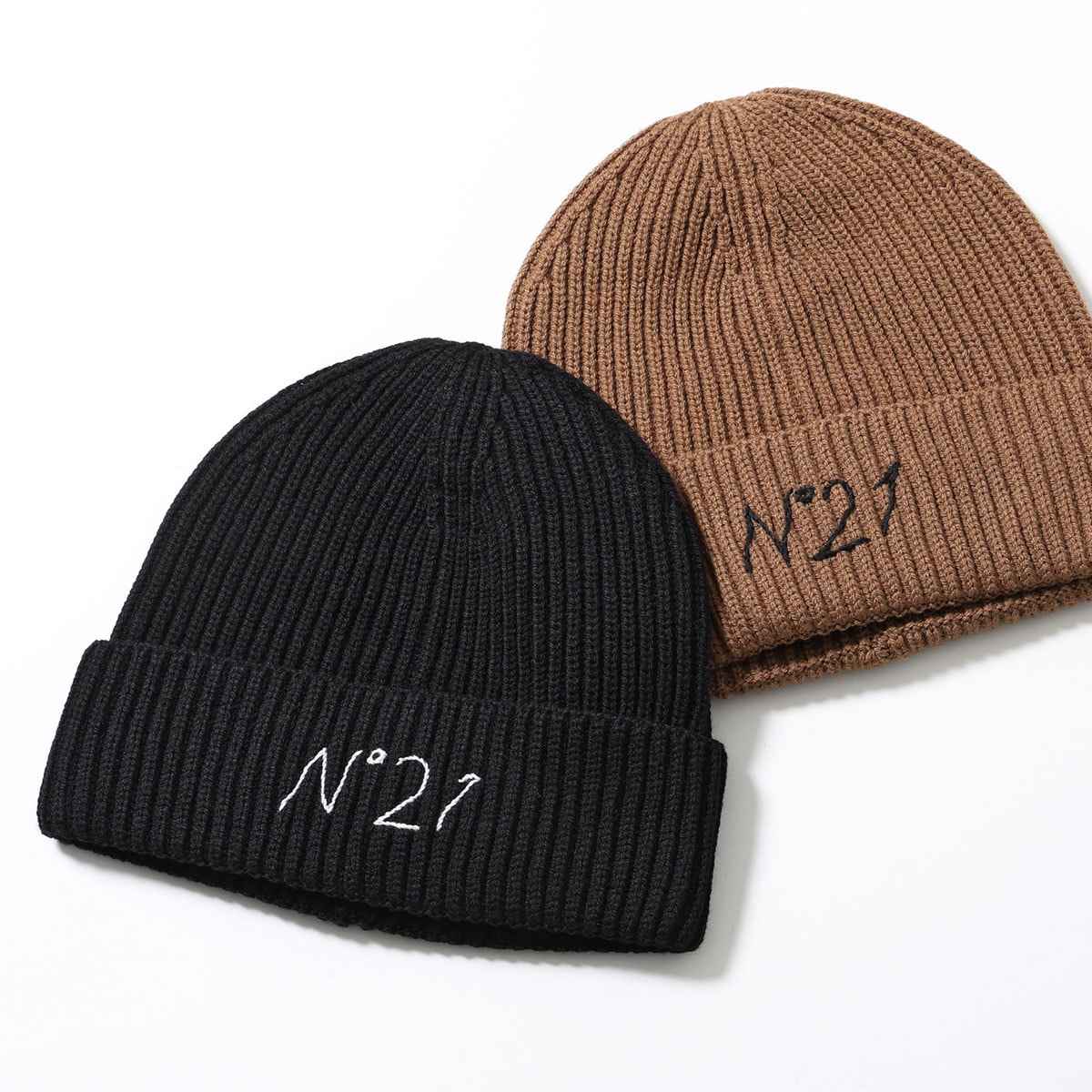 N21 KIDS ヌメロヴェントゥーノキッズ ニット帽 N2108S N0460 レディース ビーニー ハット 刺繍ロゴ ウール混 カラー2色