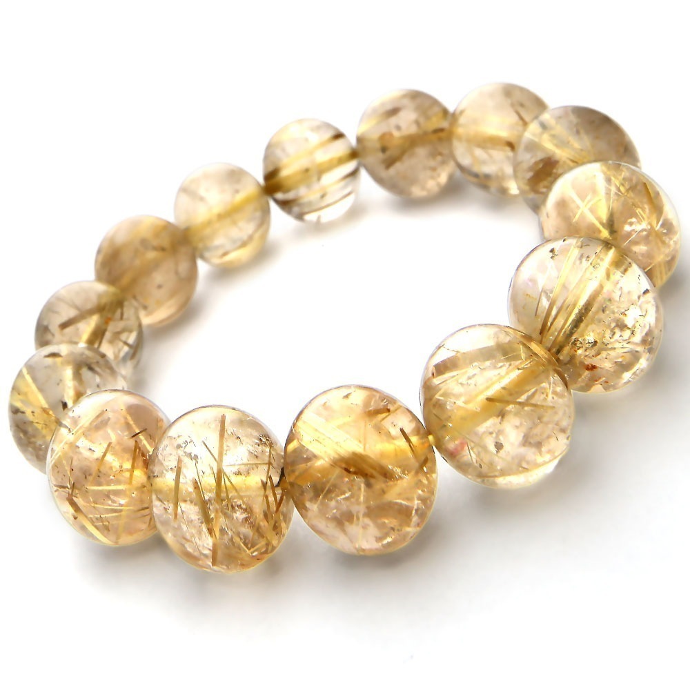 ゴールドルチルクォーツ ルチルクォーツ ブレスレット 14mm パワーストーン ブレスレット メンズ レディース 天然石 数珠 アクセサリー メンズブレスレット レディースブレスレット パワ h860
