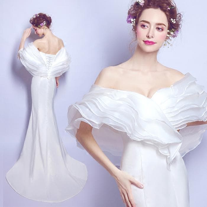 【即日発送】【赤字覚悟】マーメイドドレス ウェディングドレス ロングドレス 結婚式 マーメイドライン ウエディングドレス パーティードレス 花嫁 ブライダル エンパイア 二次会 発表会 披露宴 大きい