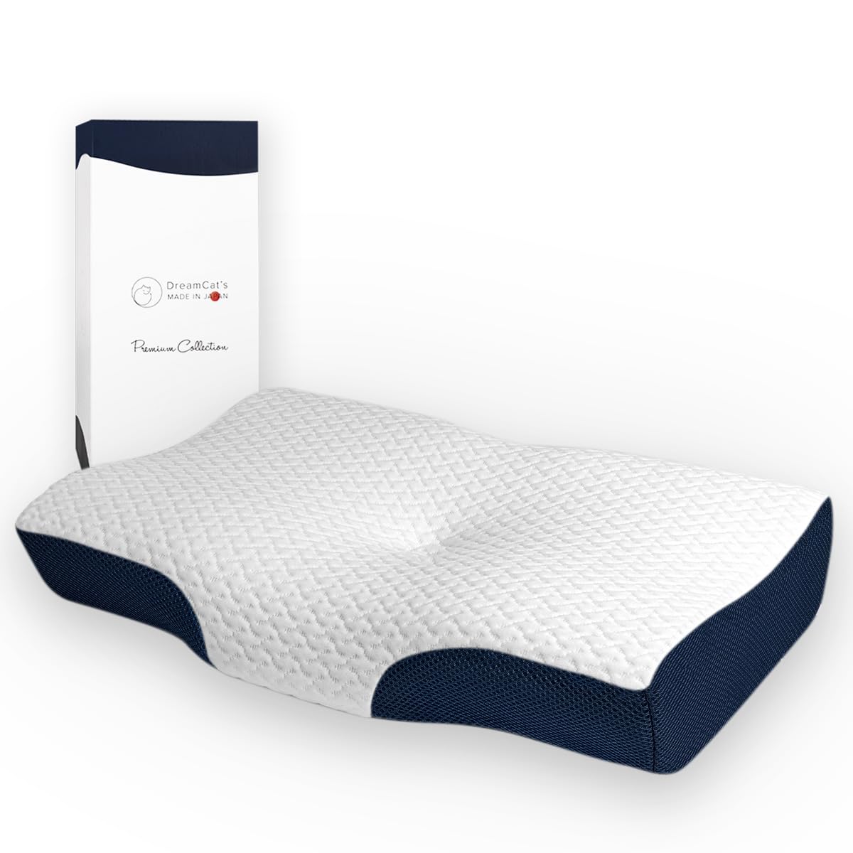 DreamCats 枕 低反発 日本製 まくら 首が痛くならない 高さ調節 仰向き 横向き プレゼント (ダークブルー)