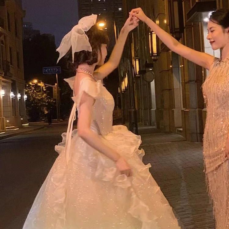 シンプル パーティー2024結婚式ウェディング ブライダル 二次会ロング 花嫁 ウエディング