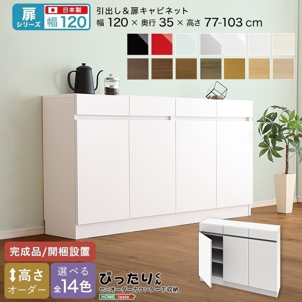【扉シリーズ】セミオーダーカウンター下収納ぴったりくん キャビネット 幅120cm×奥行35cm