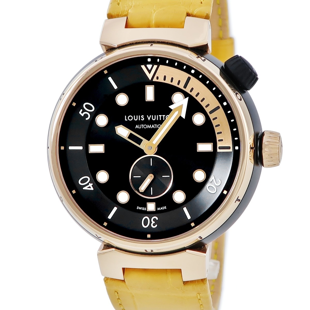 タンブール ストリート ダイバー ブラックブレイズ QA123Z 自動巻き メンズ K18PG×SS コンビ 黒 3年保証 427,764円