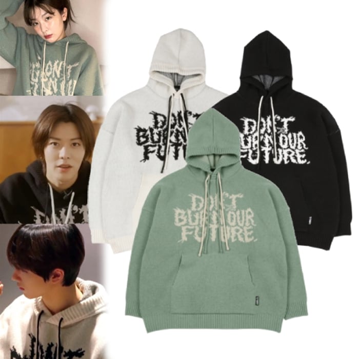 【NCT着用】Oversized (19) Slogan Wool Knit Hoodie