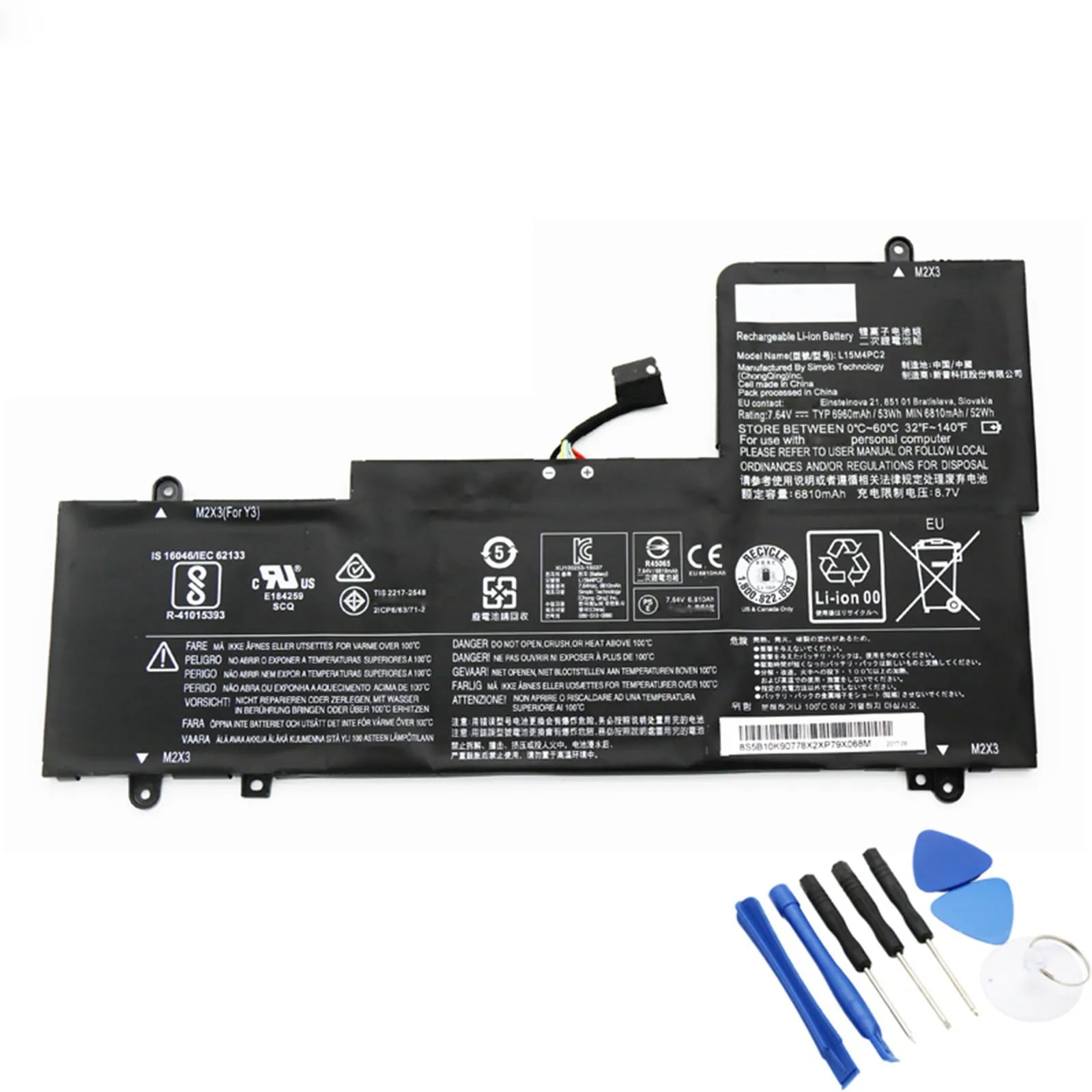 L15M4PC2 電池・Lenovo/ThinkPadノートパソコン互換 53Wh/6960mAh Yoga 710-14 710-14IKB 710-14ISK 710-15IKB L15L4PC2