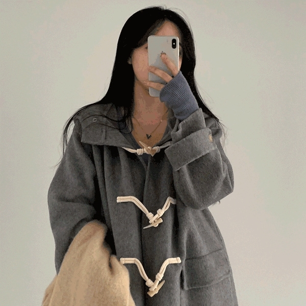 [wool 100%] ボード ハンドメイド ダッフル ロング ウールコート - ct