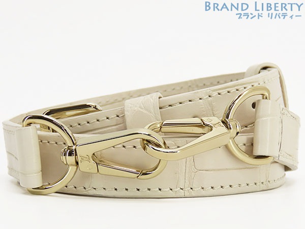 新古品ルイヴィトンクロコダイル調整可能ショルダーストラップオフホワイトマットクロコダイルレザー