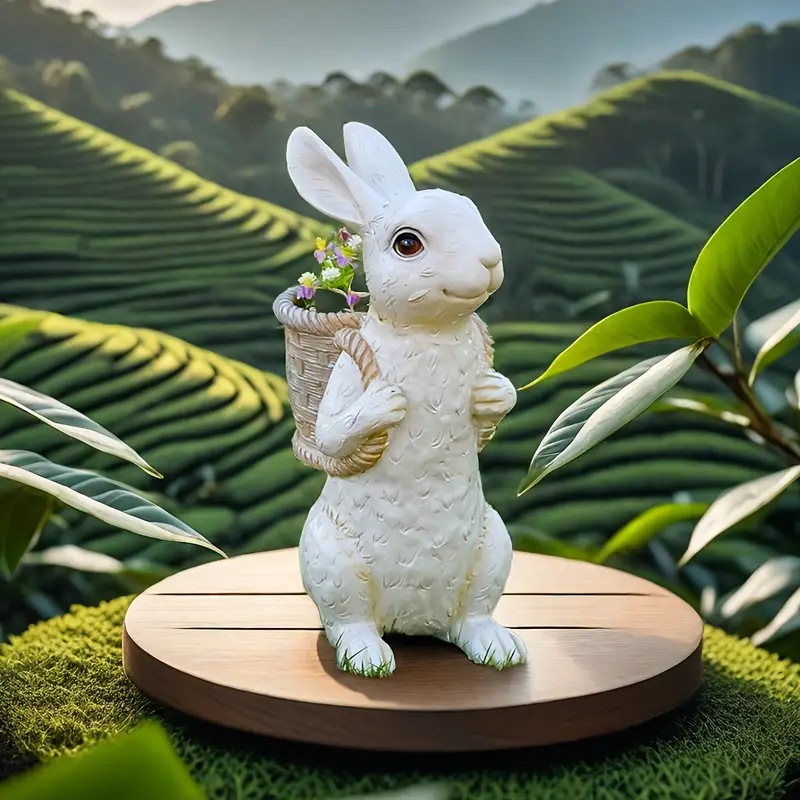 ガーデンオーナメント ラビット うさぎ おしゃれ かわいい ガーデンオブジェ 置物 インテリア 花瓶 植木鉢 樹脂製 庭園 庭 玄関 装飾用 ホワイト イエロー 6,900円