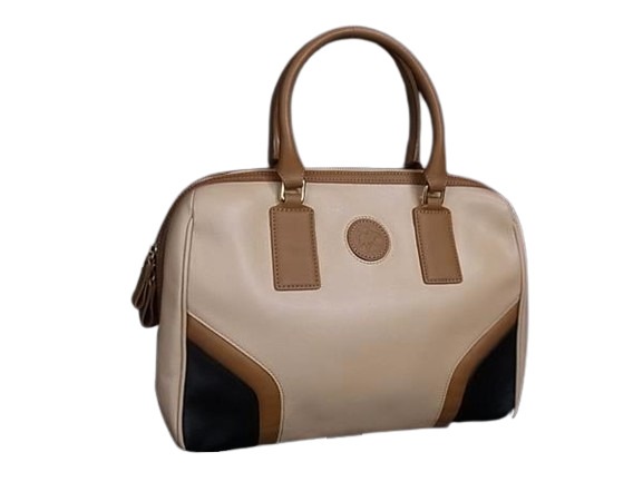 ハンドバッグ - ベージュ ブラウン レザー レディース【本物保証】